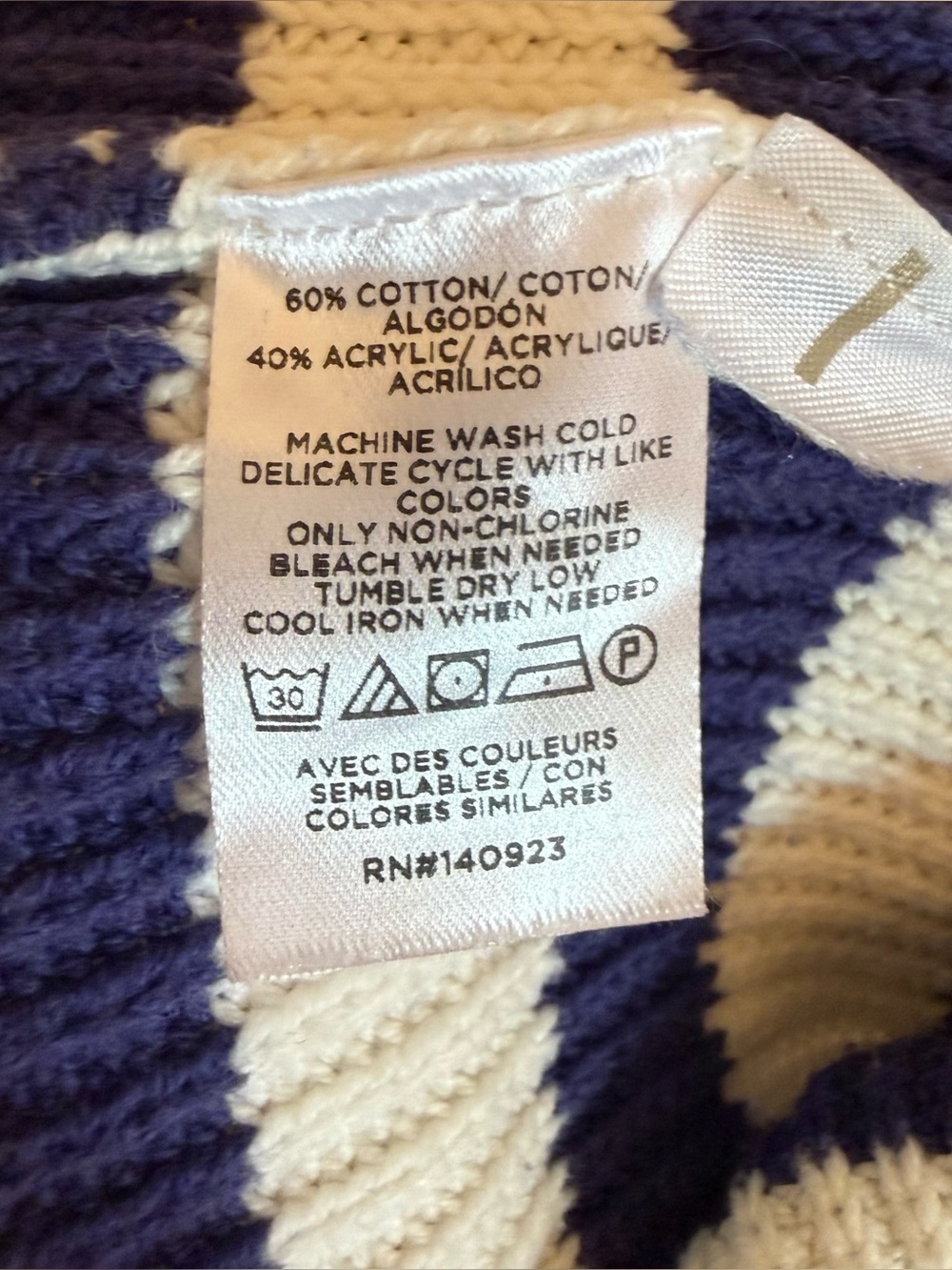 LOFT Women's Nautical Navy & White Stripe Lace Up Sweater Women’s Size Small - Picture 16 of 16